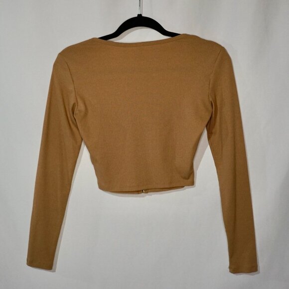 Adam Selman Sport Square Neck Cardigan - Khaki Size S - Picture 6 of 10